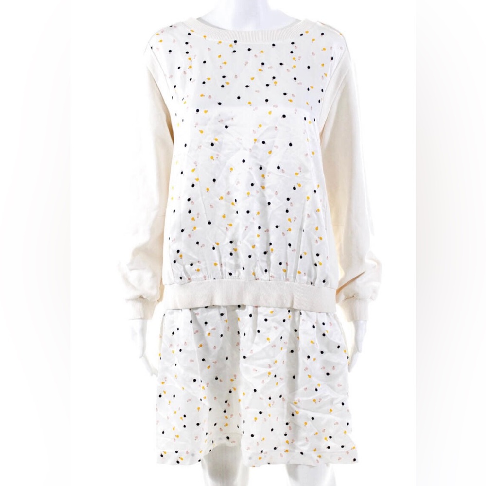 See by Chloe Womens Bulb Print Sweater Dress White Multi Colored | Size 6